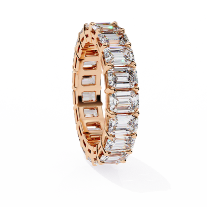 4.88Ct Emerald Cut Lab Grown Diamond Full Eternity Elegant Prong Set Wedding Band Gift For Women's