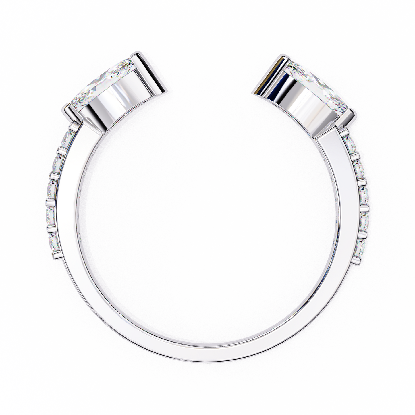 Vintage Marquise And Round Cut Diamond Half Eternity Stacking Handcrafted Open Unique Band