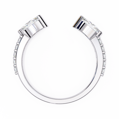 Vintage Marquise And Round Cut Diamond Half Eternity Stacking Handcrafted Open Unique Band