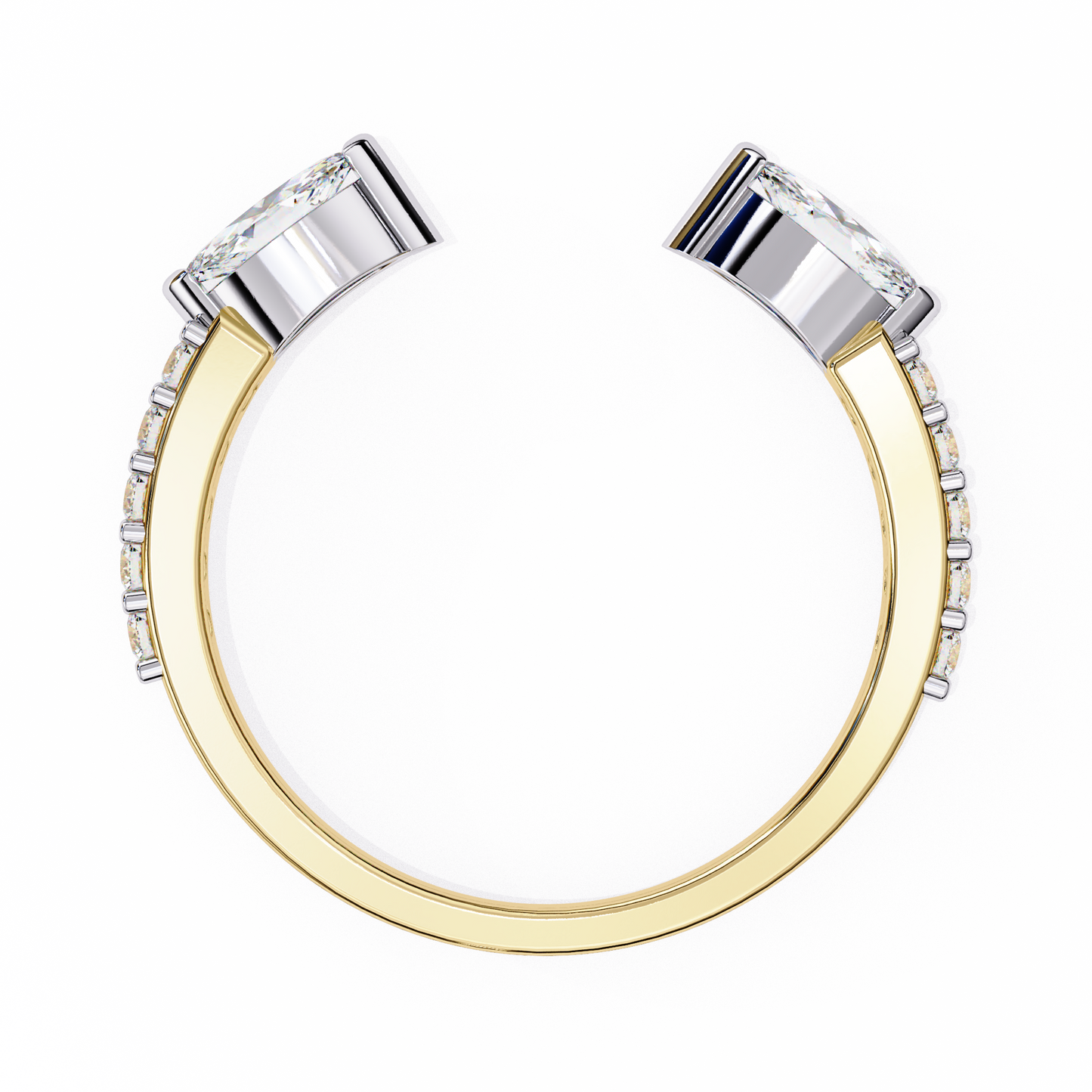 Vintage Marquise And Round Cut Diamond Half Eternity Stacking Handcrafted Open Unique Band