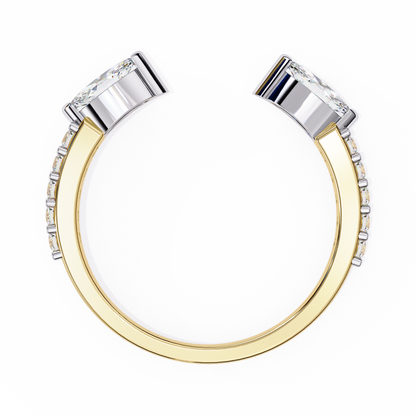 Vintage Marquise And Round Cut Diamond Half Eternity Stacking Handcrafted Open Unique Band