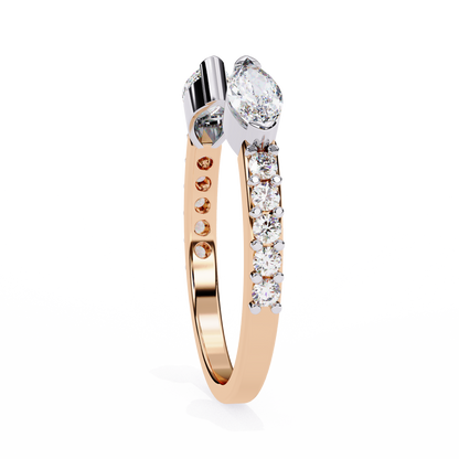 Vintage Marquise And Round Cut Diamond Half Eternity Stacking Handcrafted Open Unique Band