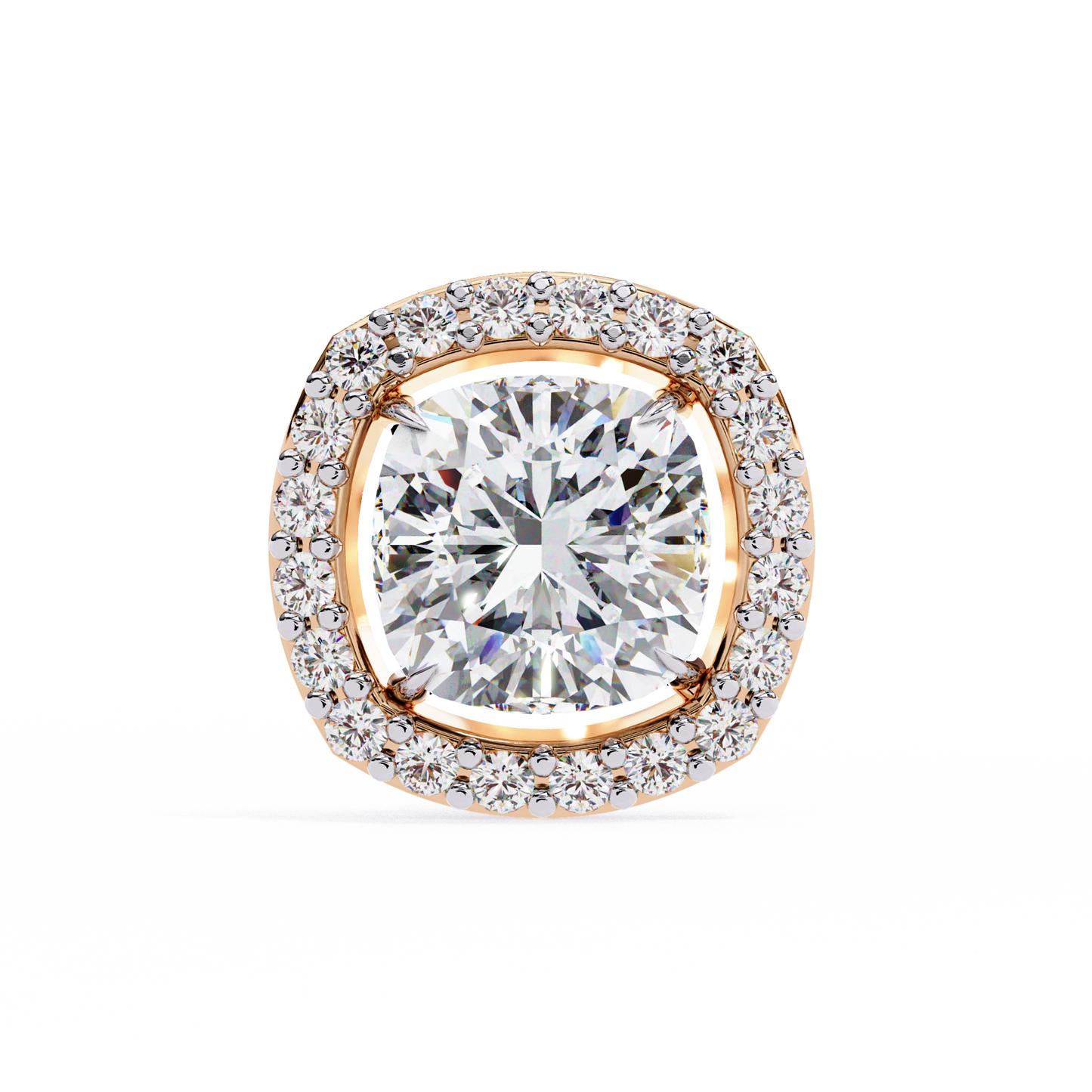 Cushion And Round Cut Diamond Vintage Halo Style Elegant Dainty Sparkling Women's Stud Earring