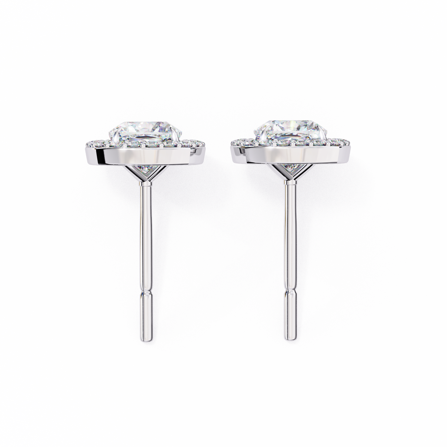 Cushion And Round Cut Diamond Vintage Halo Style Elegant Dainty Sparkling Women's Stud Earring