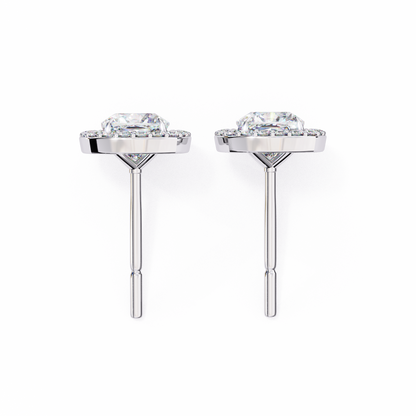 Cushion And Round Cut Diamond Vintage Halo Style Elegant Dainty Sparkling Women's Stud Earring