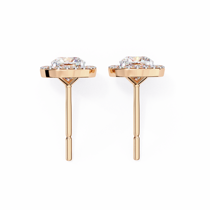 Cushion And Round Cut Diamond Vintage Halo Style Elegant Dainty Sparkling Women's Stud Earring
