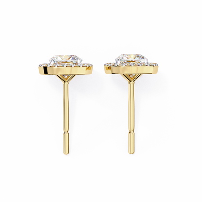 Cushion And Round Cut Diamond Vintage Halo Style Elegant Dainty Sparkling Women's Stud Earring