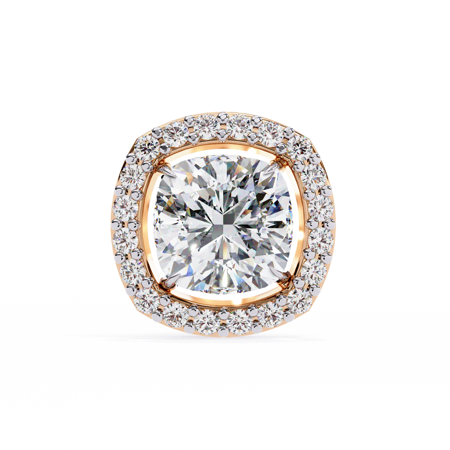 Cushion And Round Cut Diamond Vintage Halo Style Elegant Dainty Sparkling Women's Stud Earring