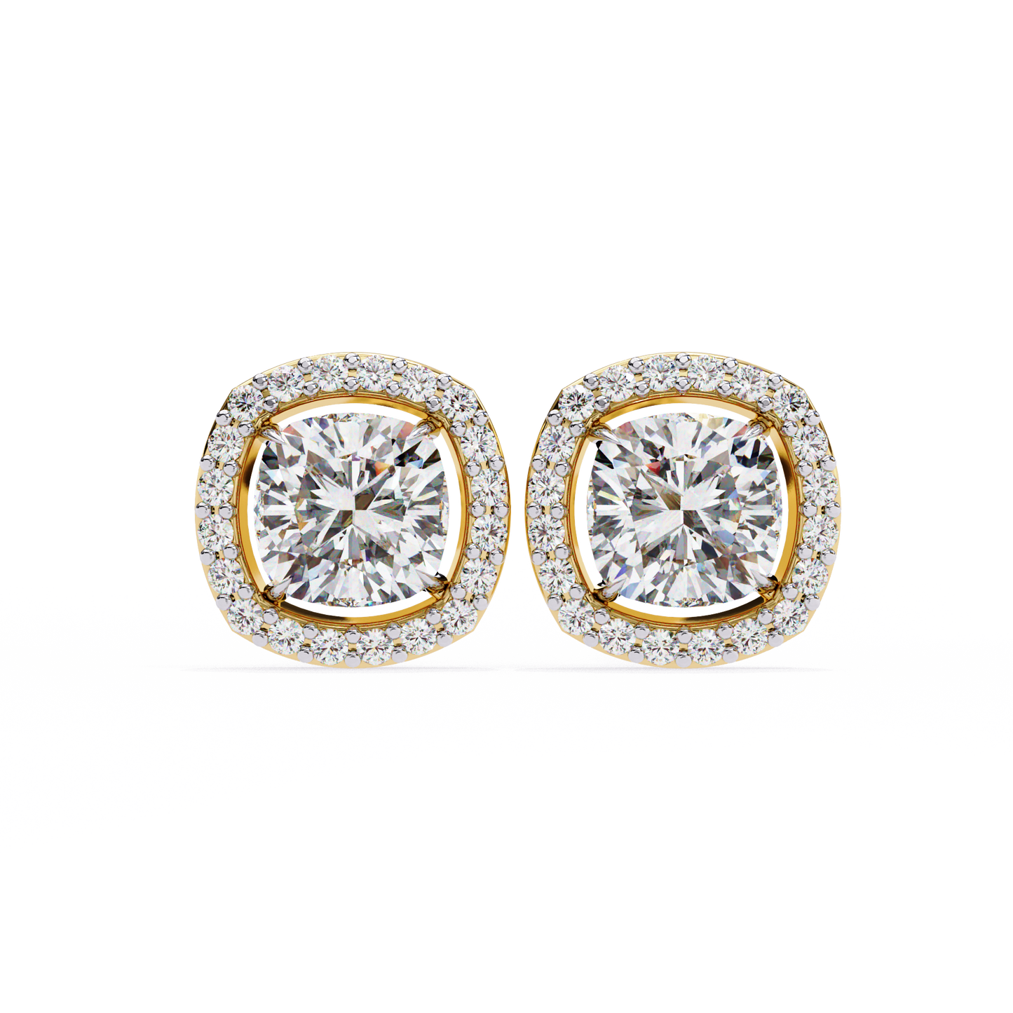 Cushion And Round Cut Diamond Vintage Halo Style Elegant Dainty Sparkling Women's Stud Earring