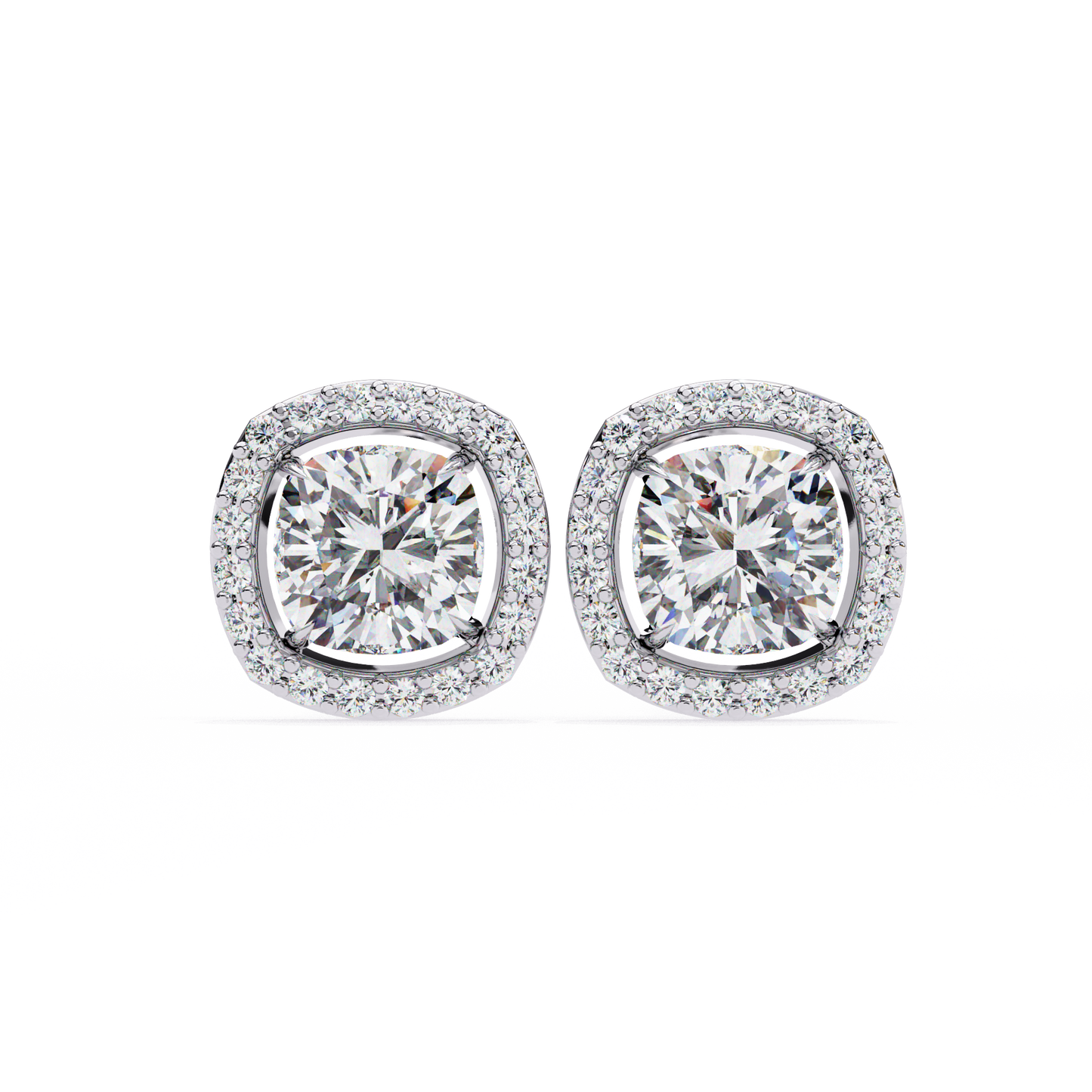 Cushion And Round Cut Diamond Vintage Halo Style Elegant Dainty Sparkling Women's Stud Earring