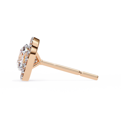 Cushion And Round Cut Diamond Vintage Halo Style Elegant Dainty Sparkling Women's Stud Earring