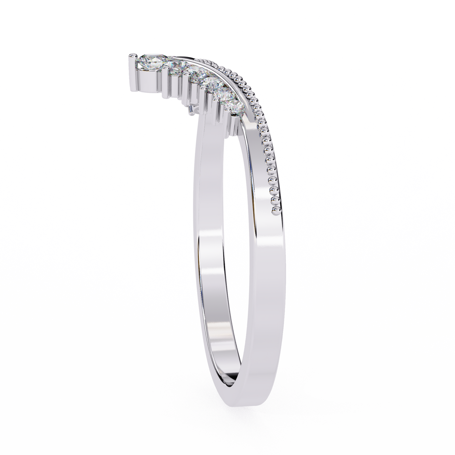 Vintage  Round Cut  Diamond V Shape Unique Cluster Stacking Prong Set Promise Band For Women's