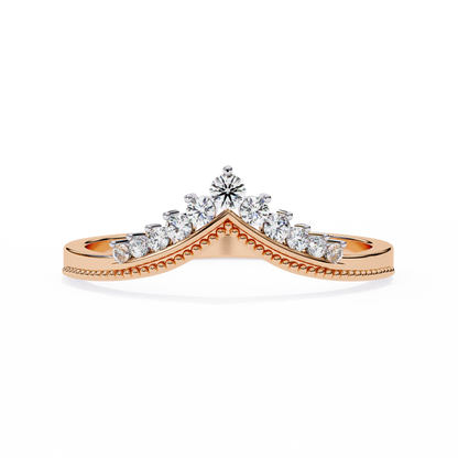 Vintage  Round Cut  Diamond V Shape Unique Cluster Stacking Prong Set Promise Band For Women's