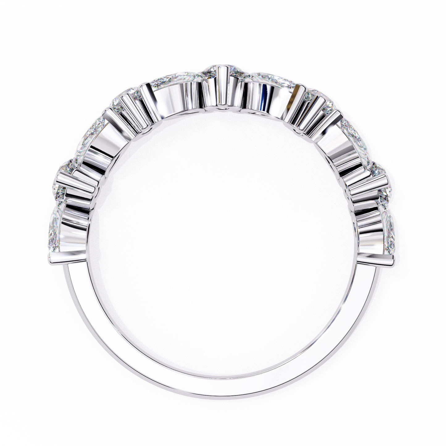 Marquise And Round Cut Diamond Half Eternity Elegance Antique Timeless Sparkling Engagement Band