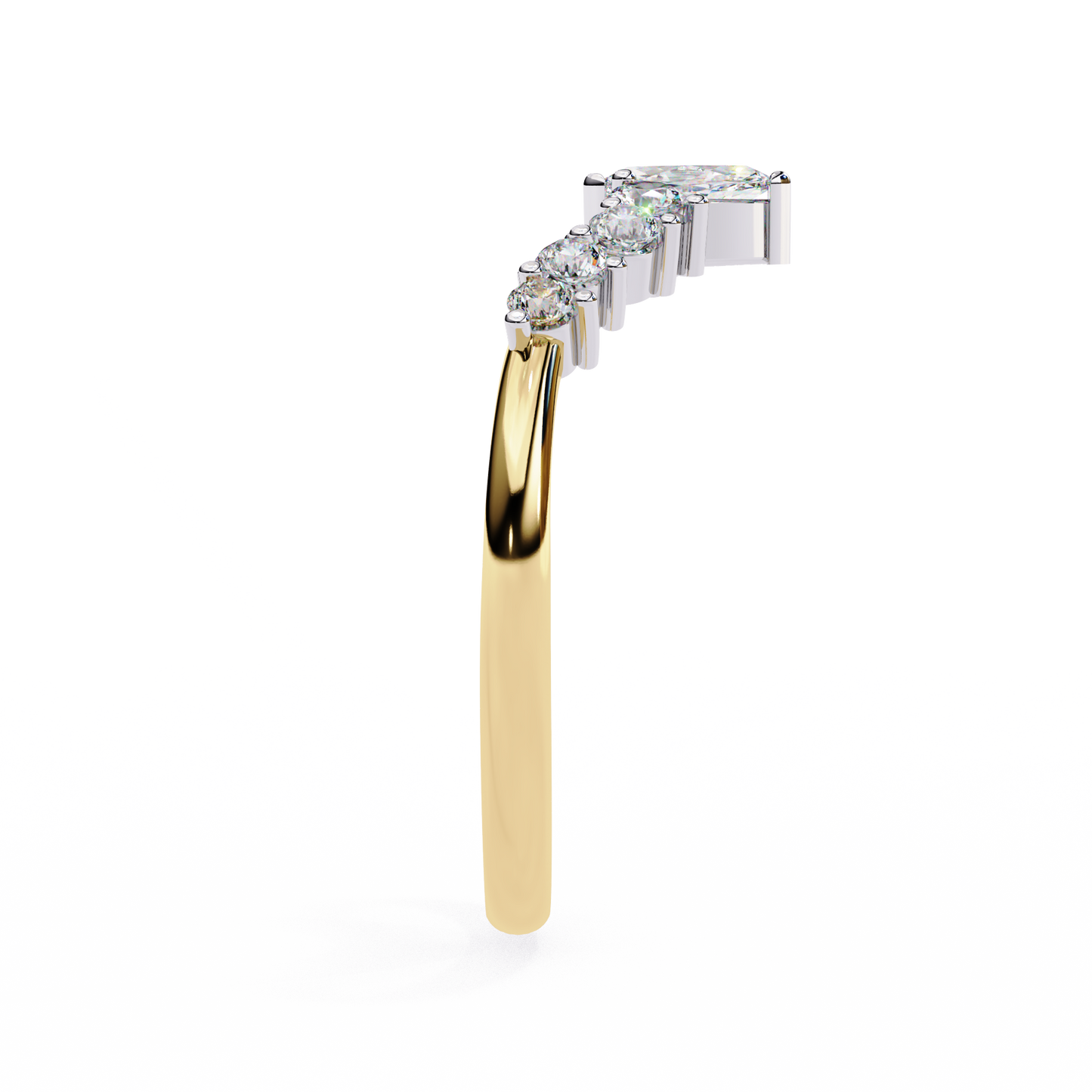 Marquise And Round Cut Antique V Shape Dainty Minimalist  Prong Set Stunning Bridal Band For Her