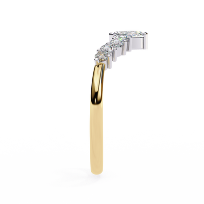 Marquise And Round Cut Antique V Shape Dainty Minimalist  Prong Set Stunning Bridal Band For Her