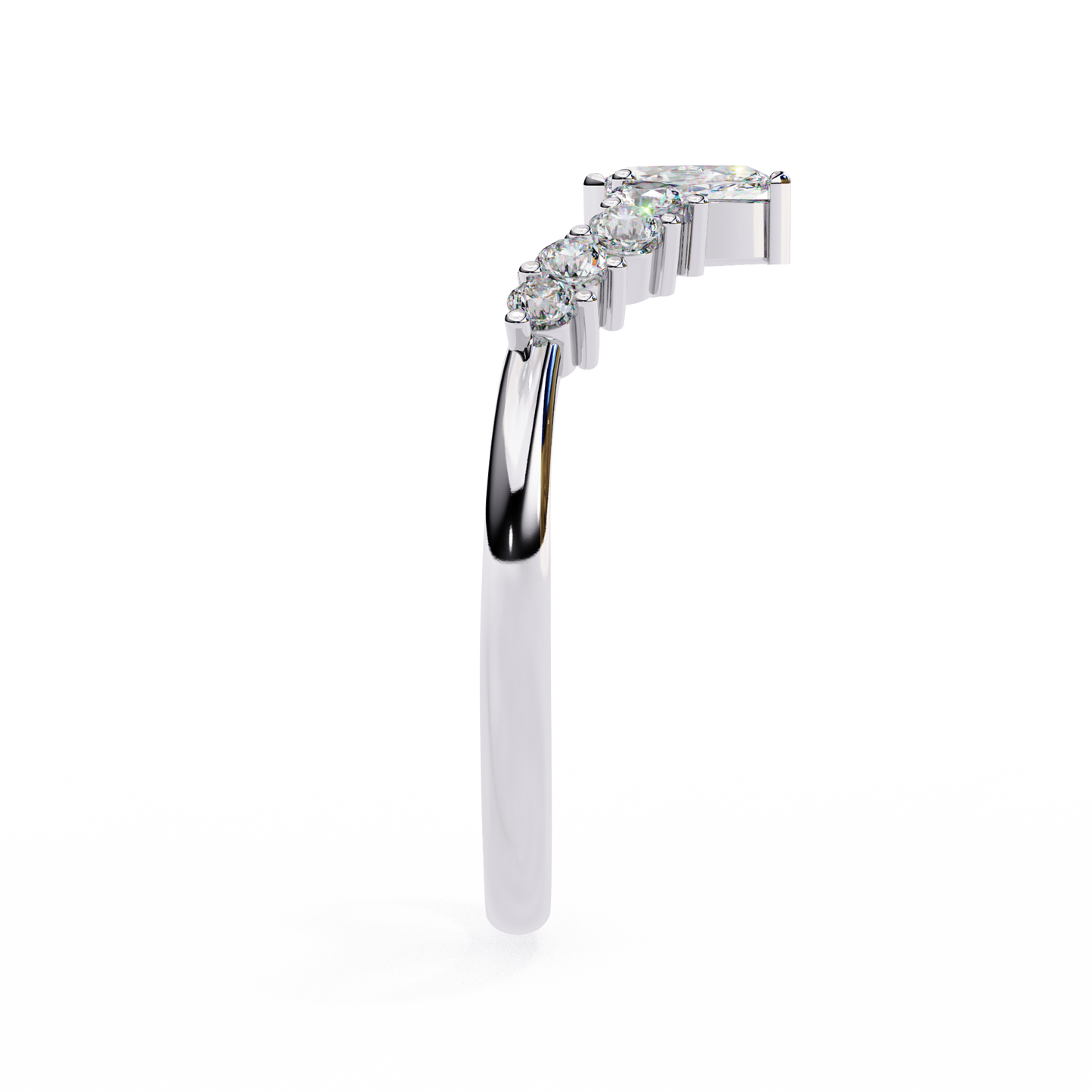 Marquise And Round Cut Antique V Shape Dainty Minimalist  Prong Set Stunning Bridal Band For Her