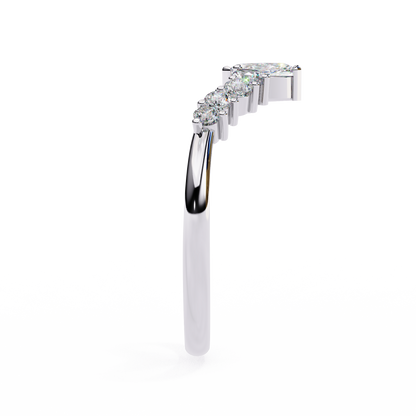 Marquise And Round Cut Antique V Shape Dainty Minimalist  Prong Set Stunning Bridal Band For Her