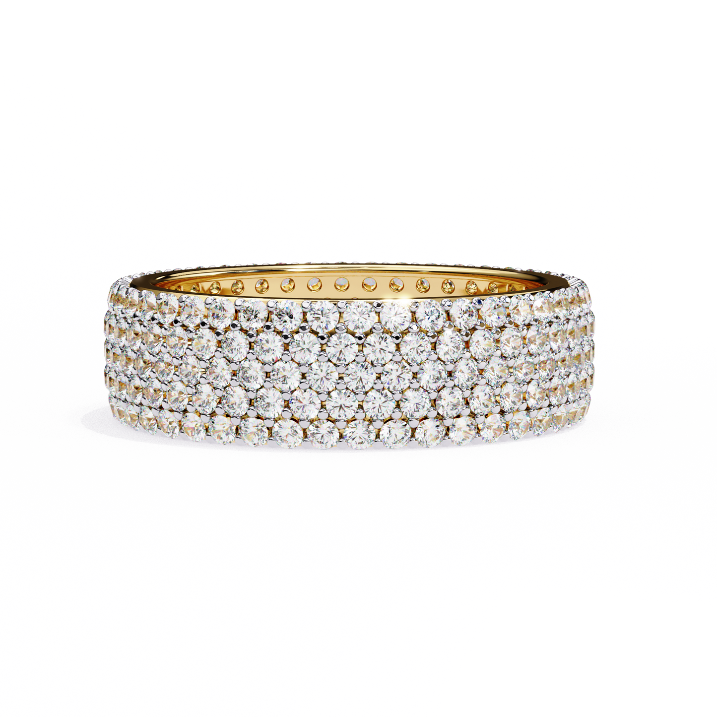 1.81Ct Round Cut Natural Diamond 5 Row Elegant Modern Classic Delicate Dainty Wedding Band For Her