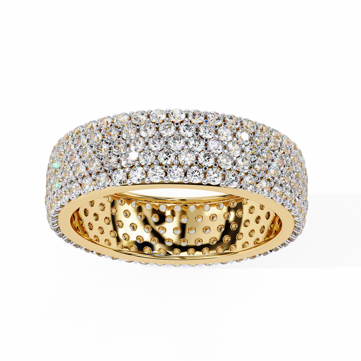 1.81Ct Round Cut Natural Diamond 5 Row Elegant Modern Classic Delicate Dainty Wedding Band For Her