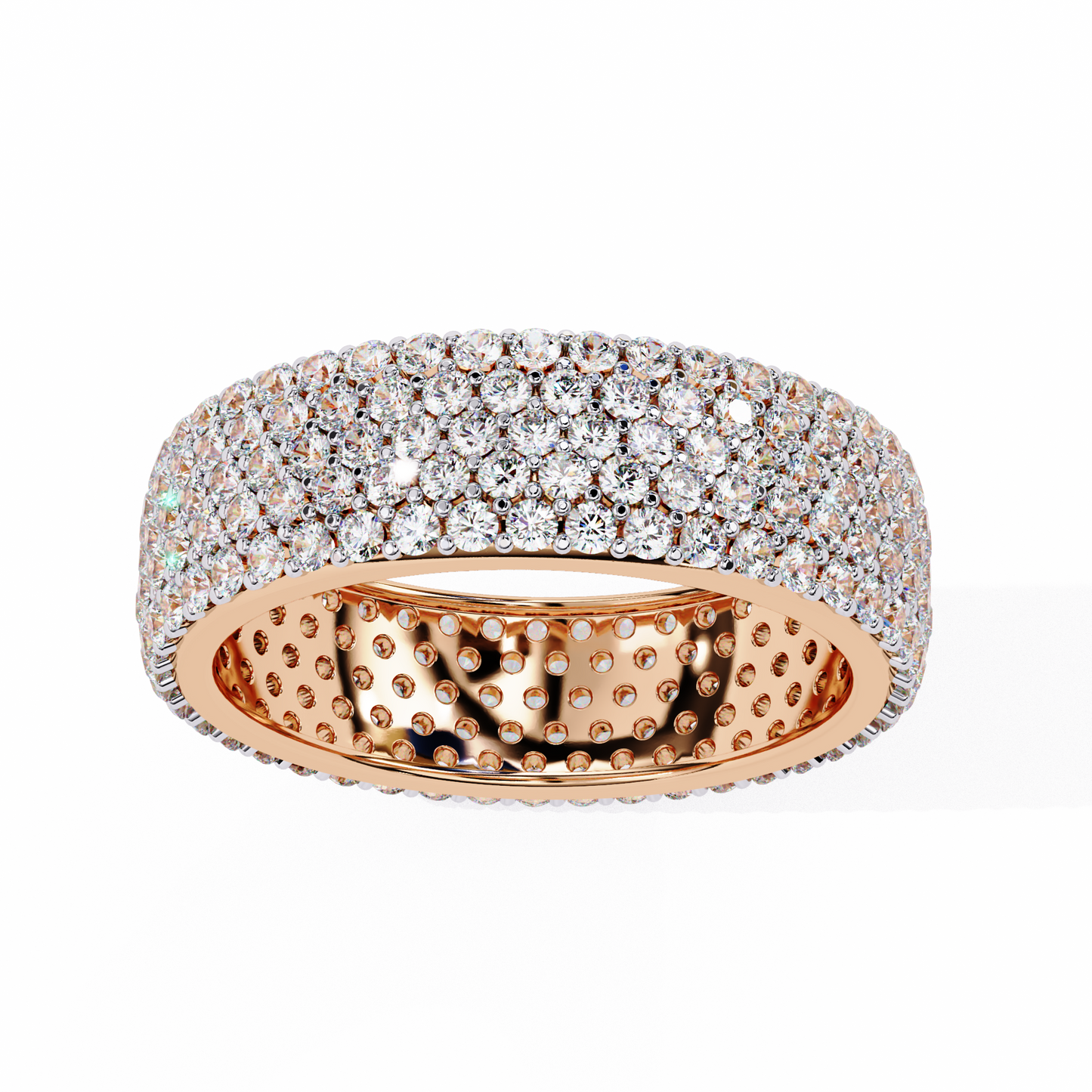 1.81Ct Round Cut Natural Diamond 5 Row Elegant Modern Classic Delicate Dainty Wedding Band For Her