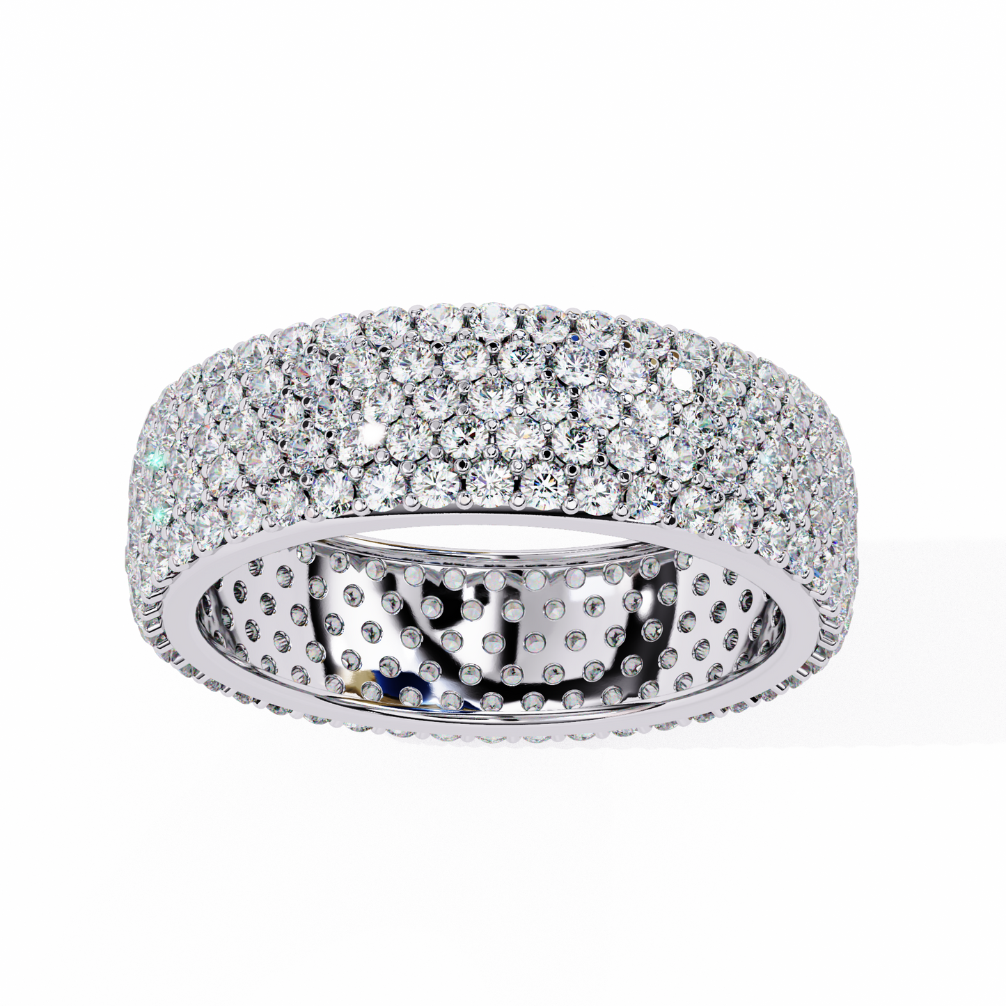 1.81Ct Round Cut Natural Diamond 5 Row Elegant Modern Classic Delicate Dainty Wedding Band For Her