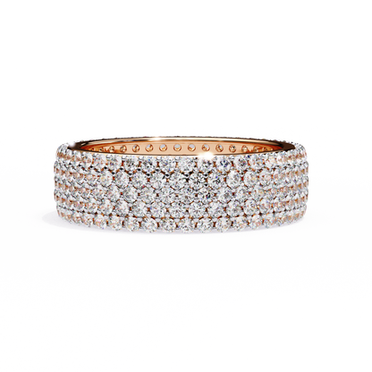 1.81Ct Round Cut Natural Diamond 5 Row Elegant Modern Classic Delicate Dainty Wedding Band For Her