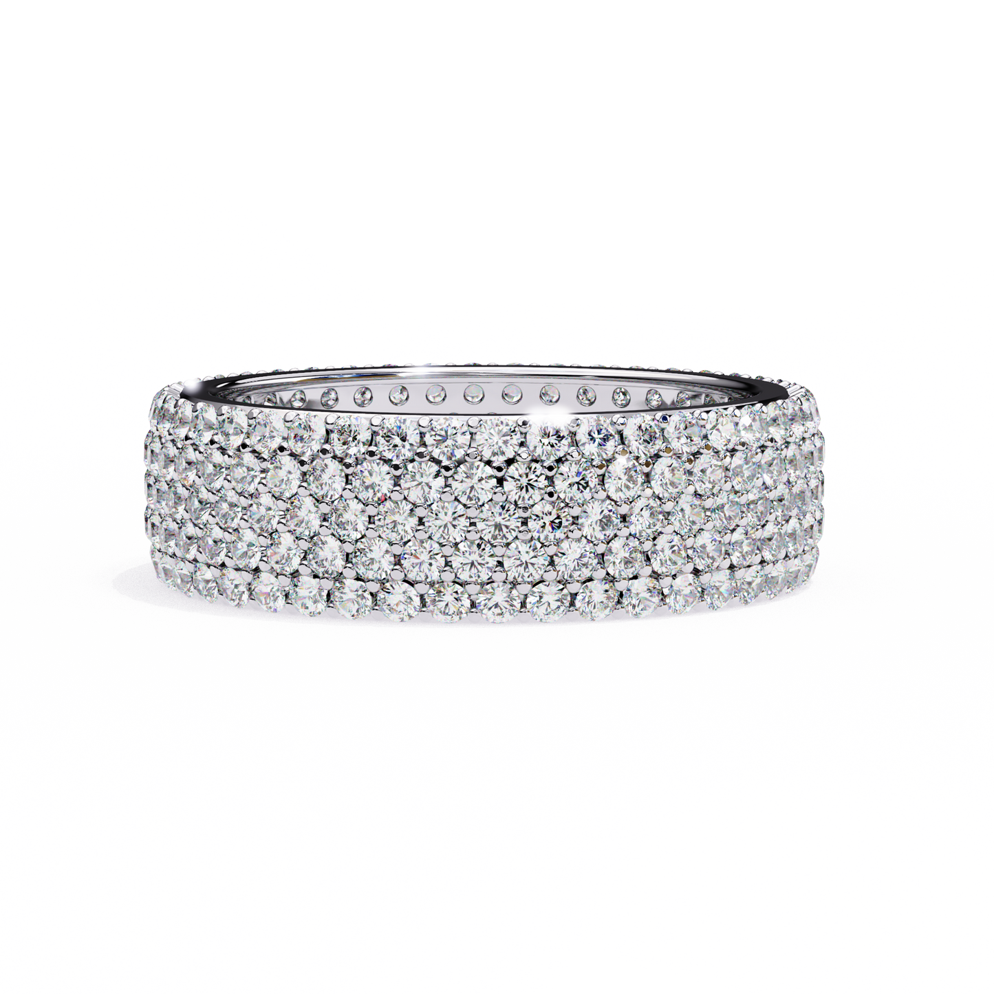 1.81Ct Round Cut Natural Diamond 5 Row Elegant Modern Classic Delicate Dainty Wedding Band For Her