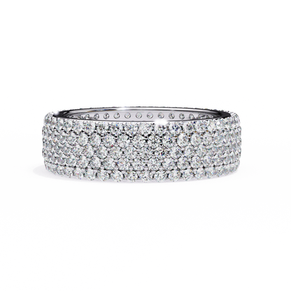 1.81Ct Round Cut Natural Diamond 5 Row Elegant Modern Classic Delicate Dainty Wedding Band For Her