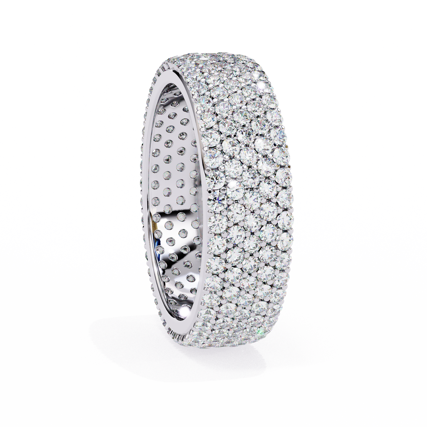 1.81Ct Round Cut Natural Diamond 5 Row Elegant Modern Classic Delicate Dainty Wedding Band For Her