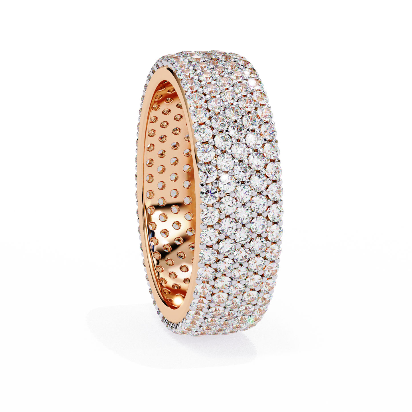 1.81Ct Round Cut Natural Diamond 5 Row Elegant Modern Classic Delicate Dainty Wedding Band For Her