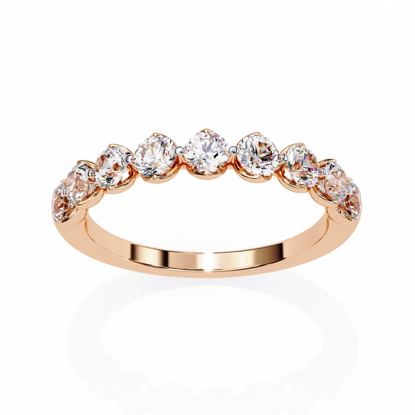 Art Deco Round Cut Lab Grown Diamond Half Eternity Elegant Cluster Stunning Daily Wear Band Gift For Her