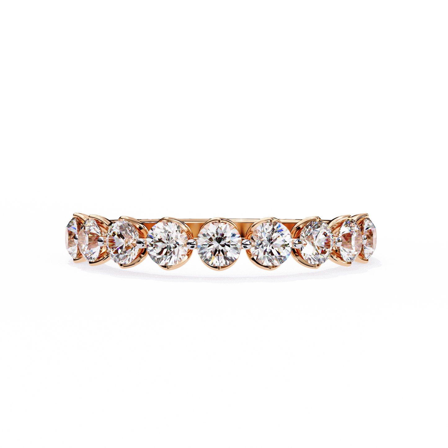 Art Deco Round Cut Lab Grown Diamond Half Eternity Elegant Cluster Stunning Daily Wear Band Gift For Her