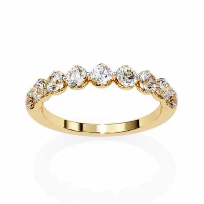 Art Deco Round Cut Lab Grown Diamond Half Eternity Elegant Cluster Stunning Daily Wear Band Gift For Her