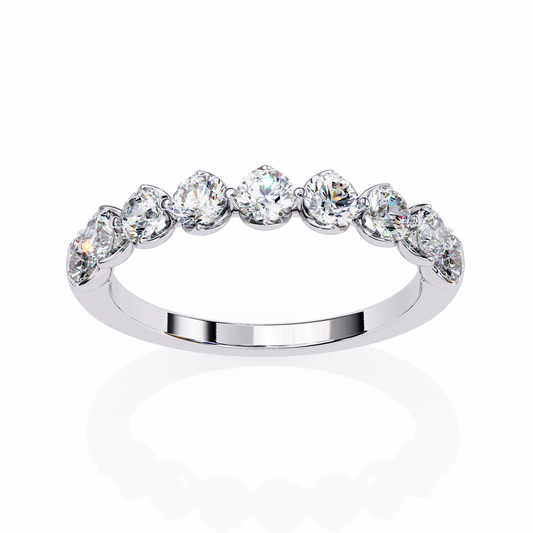 Art Deco Round Cut Lab Grown Diamond Half Eternity Elegant Cluster Stunning Daily Wear Band Gift For Her