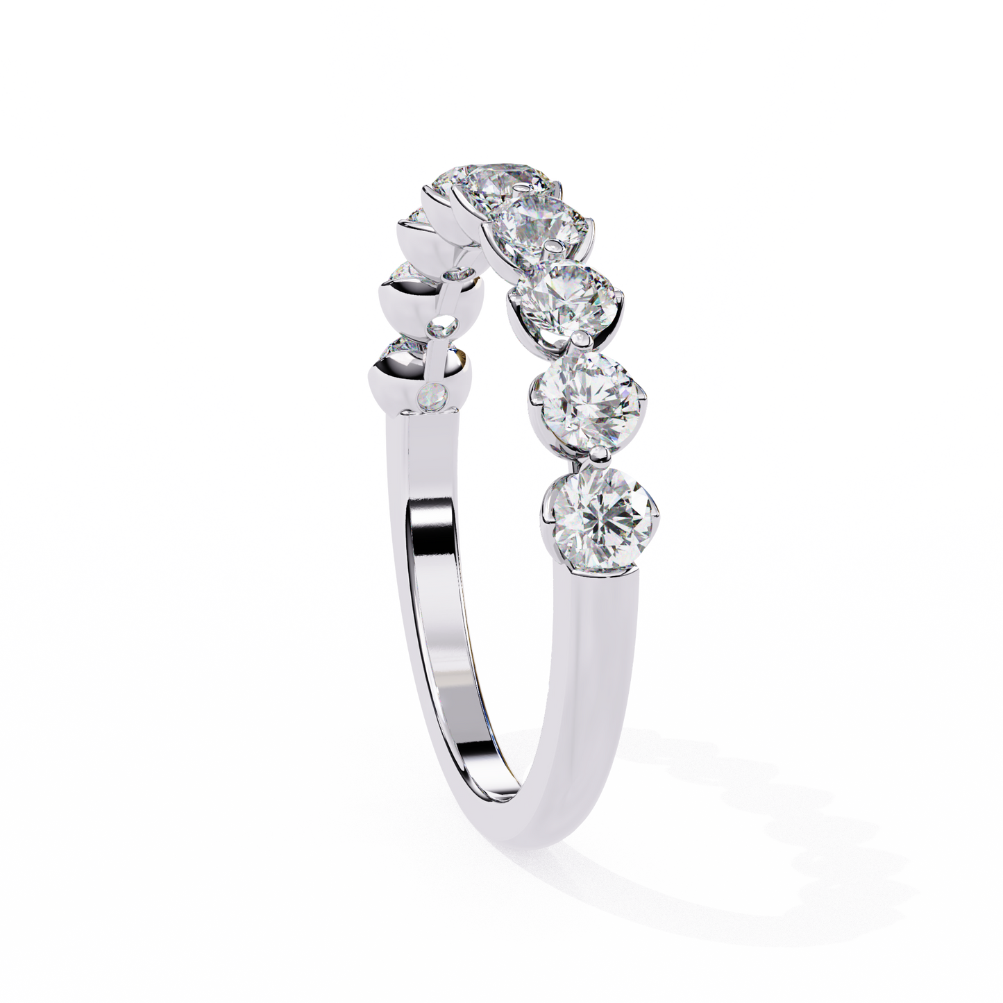 Art Deco Round Cut Lab Grown Diamond Half Eternity Elegant Cluster Stunning Daily Wear Band Gift For Her
