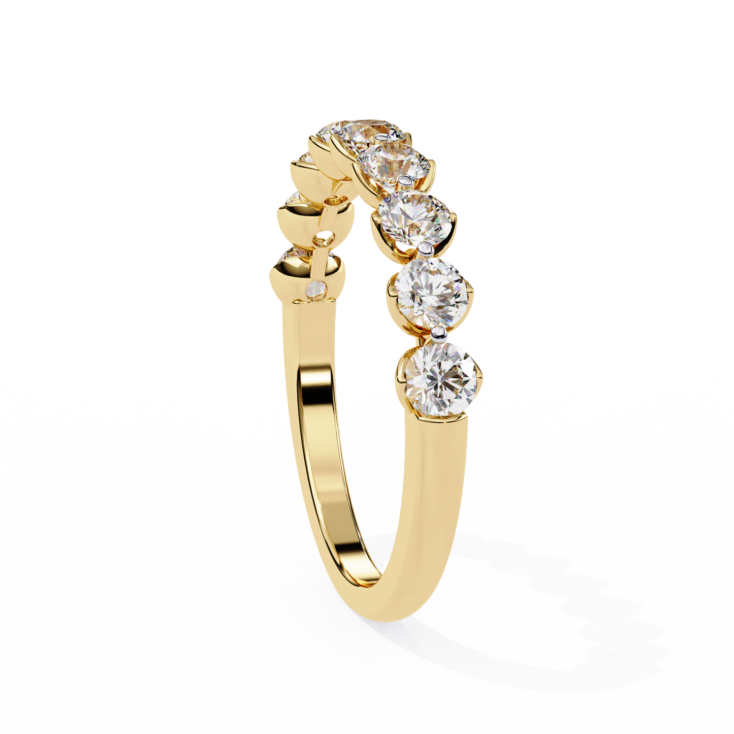 Art Deco Round Cut Lab Grown Diamond Half Eternity Elegant Cluster Stunning Daily Wear Band Gift For Her