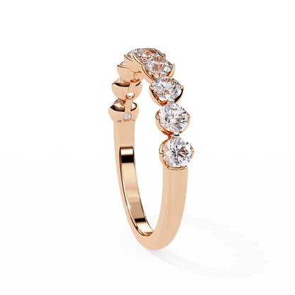 Art Deco Round Cut Lab Grown Diamond Half Eternity Elegant Cluster Stunning Daily Wear Band Gift For Her