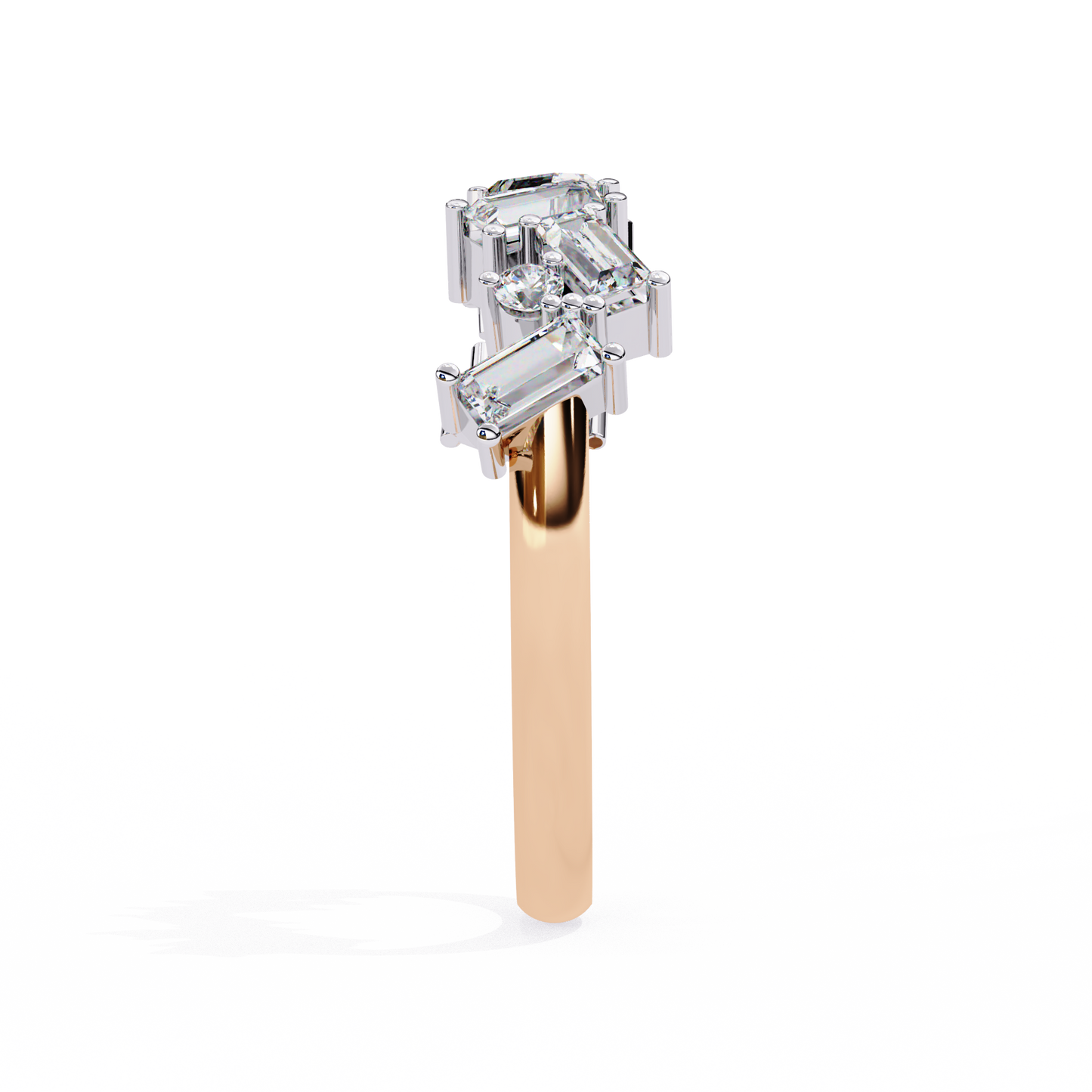 Baguette And Round Cut Top Grade Diamond Antique Minimalist Half Eternity Classic Band Gift For Women's