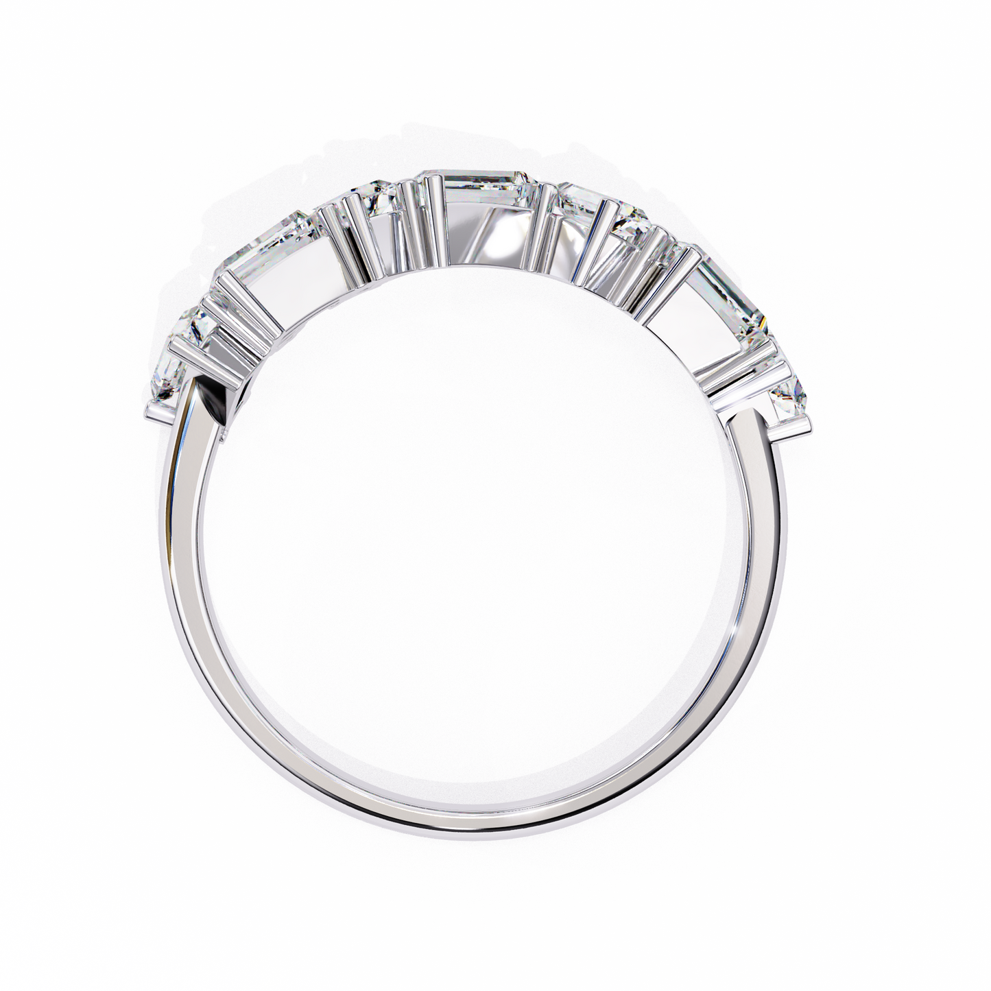 Baguette And Round Cut Top Grade Diamond Antique Minimalist Half Eternity Classic Band Gift For Women's