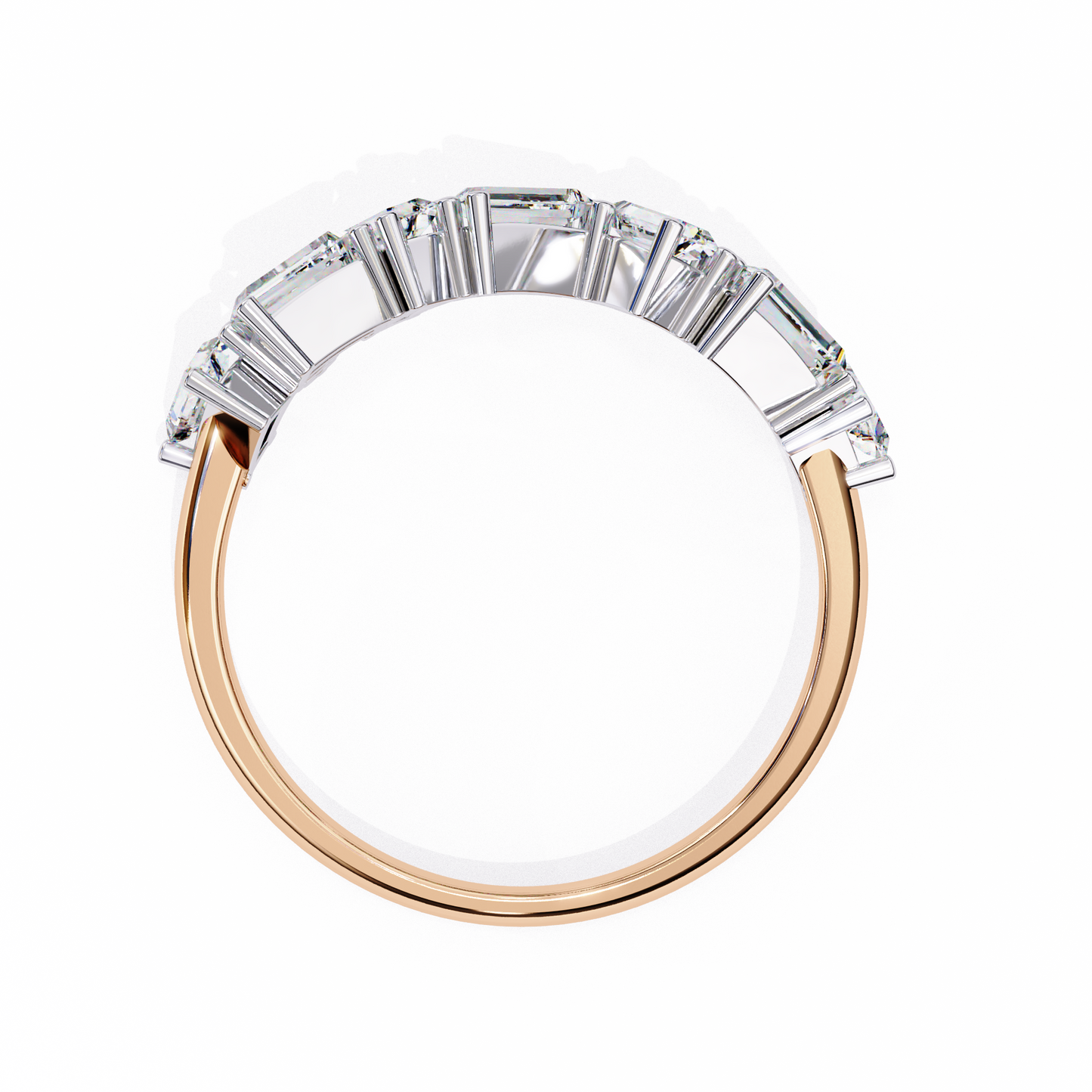 Baguette And Round Cut Top Grade Diamond Antique Minimalist Half Eternity Classic Band Gift For Women's