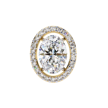 18k Solid Rose Gold Oval And Round Cut Diamond Minimalist Halo Prong Set Dainty Stud Bridesmaid Earring