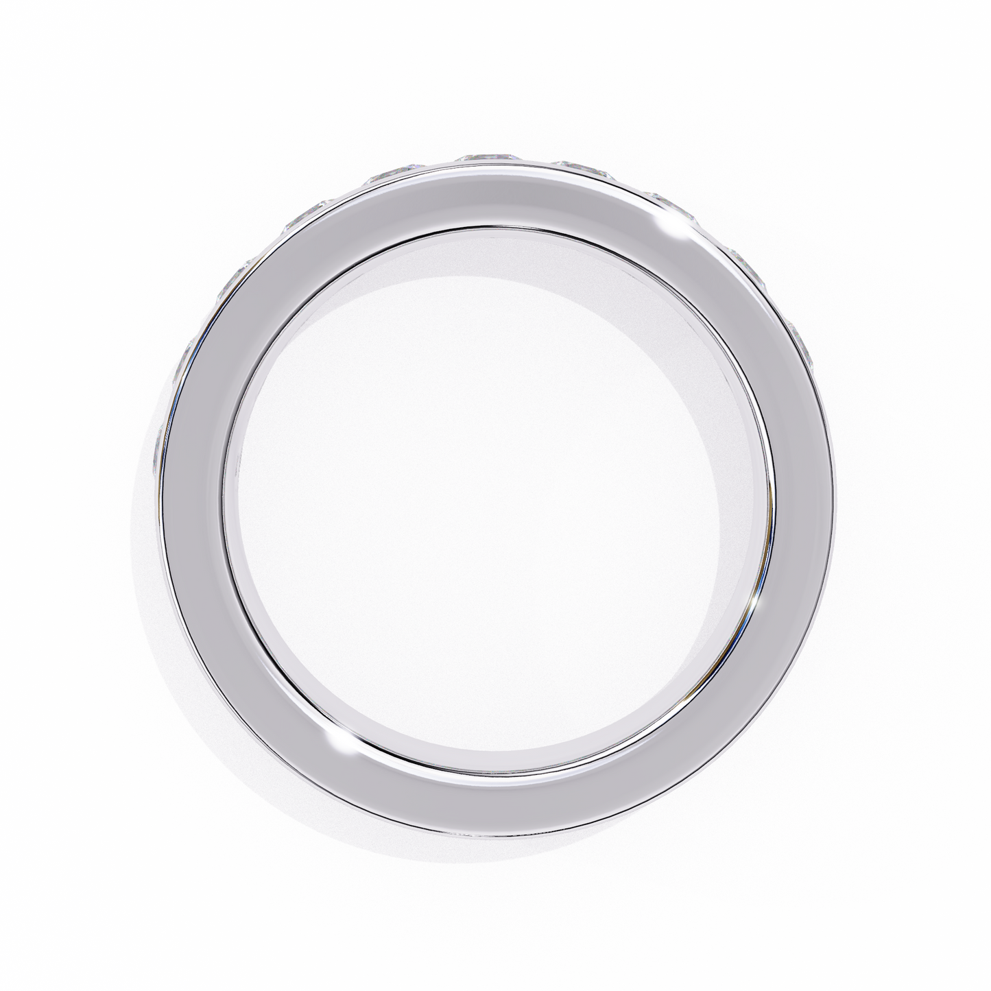 1.01Ct Round Cut High Quality Diamond Half Eternity Delicate Bezel Set Unique Handmade 14k White Gold  Party Wear Band