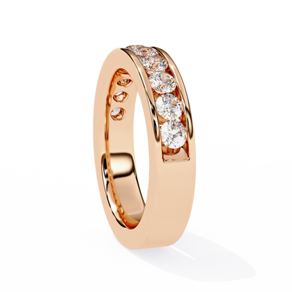 1.01Ct Round Cut High Quality Diamond Half Eternity Delicate Bezel Set Unique Handmade 14k White Gold  Party Wear Band