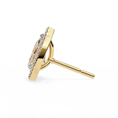 Pear And Round Cut Top Grade Lab Grown Diamond Elegant Antique Vintage Minimal Stud Earring For Women's