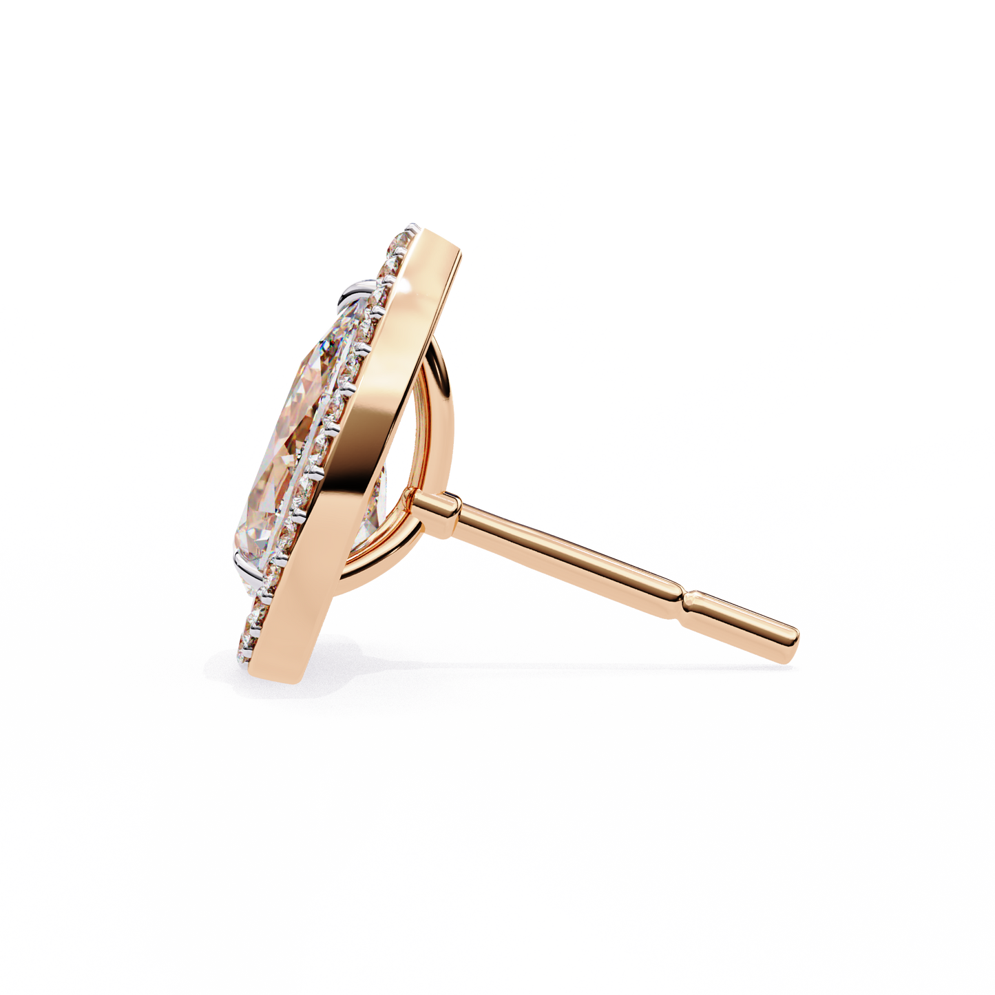 Pear And Round Cut Top Grade Lab Grown Diamond Elegant Antique Vintage Minimal Stud Earring For Women's