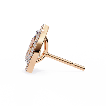 Pear And Round Cut Top Grade Lab Grown Diamond Elegant Antique Vintage Minimal Stud Earring For Women's