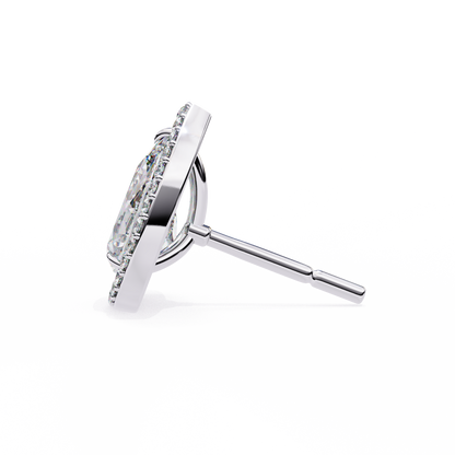 Pear And Round Cut Top Grade Lab Grown Diamond Elegant Antique Vintage Minimal Stud Earring For Women's