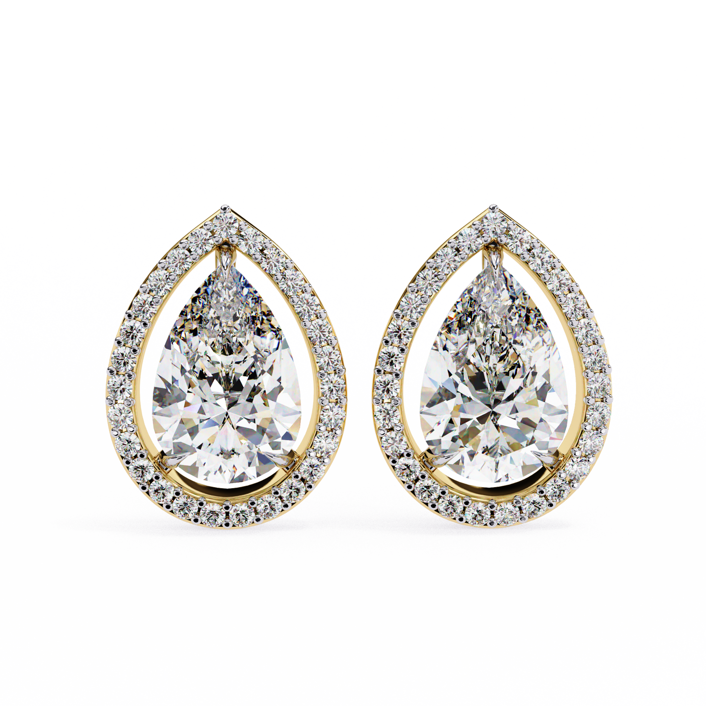 Pear And Round Cut Top Grade Lab Grown Diamond Elegant Antique Vintage Minimal Stud Earring For Women's