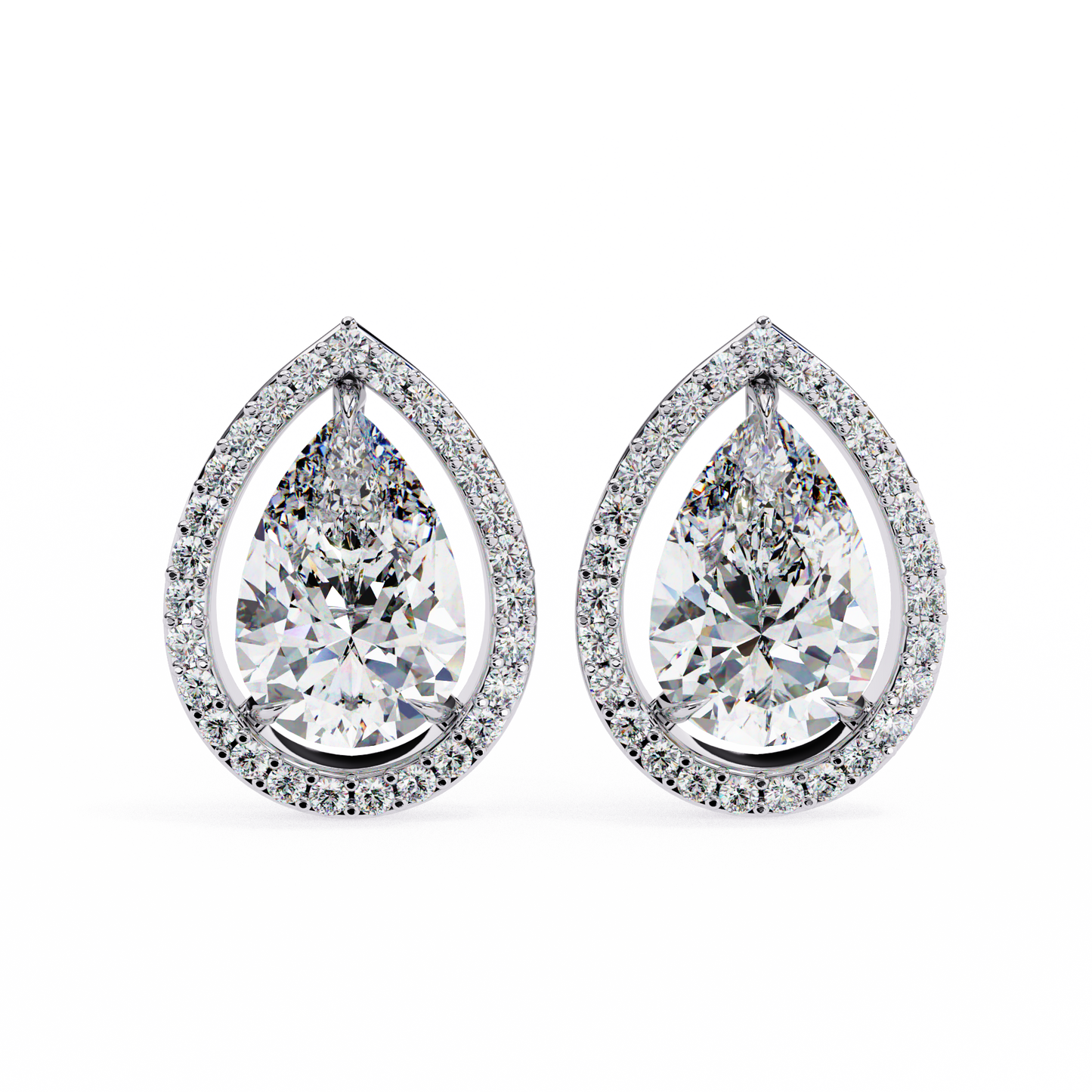 Pear And Round Cut Top Grade Lab Grown Diamond Elegant Antique Vintage Minimal Stud Earring For Women's